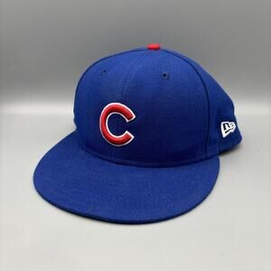 New Era 59FIFTY Chicago Cubs Fitted Hat Sz 7 1/4 Men’s MLB Blue Cap On Field